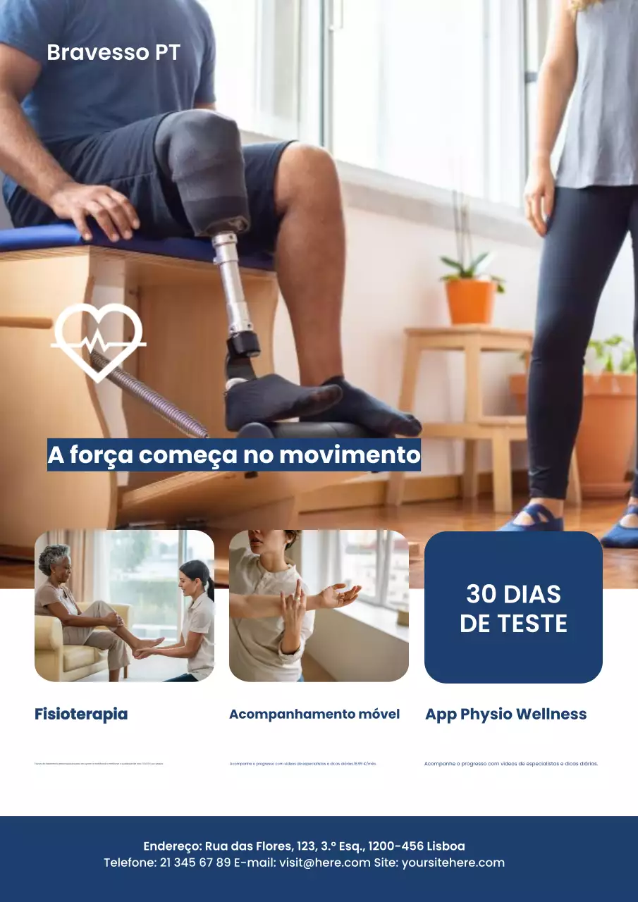 Pôster azul moderno de promoção do bem-estar