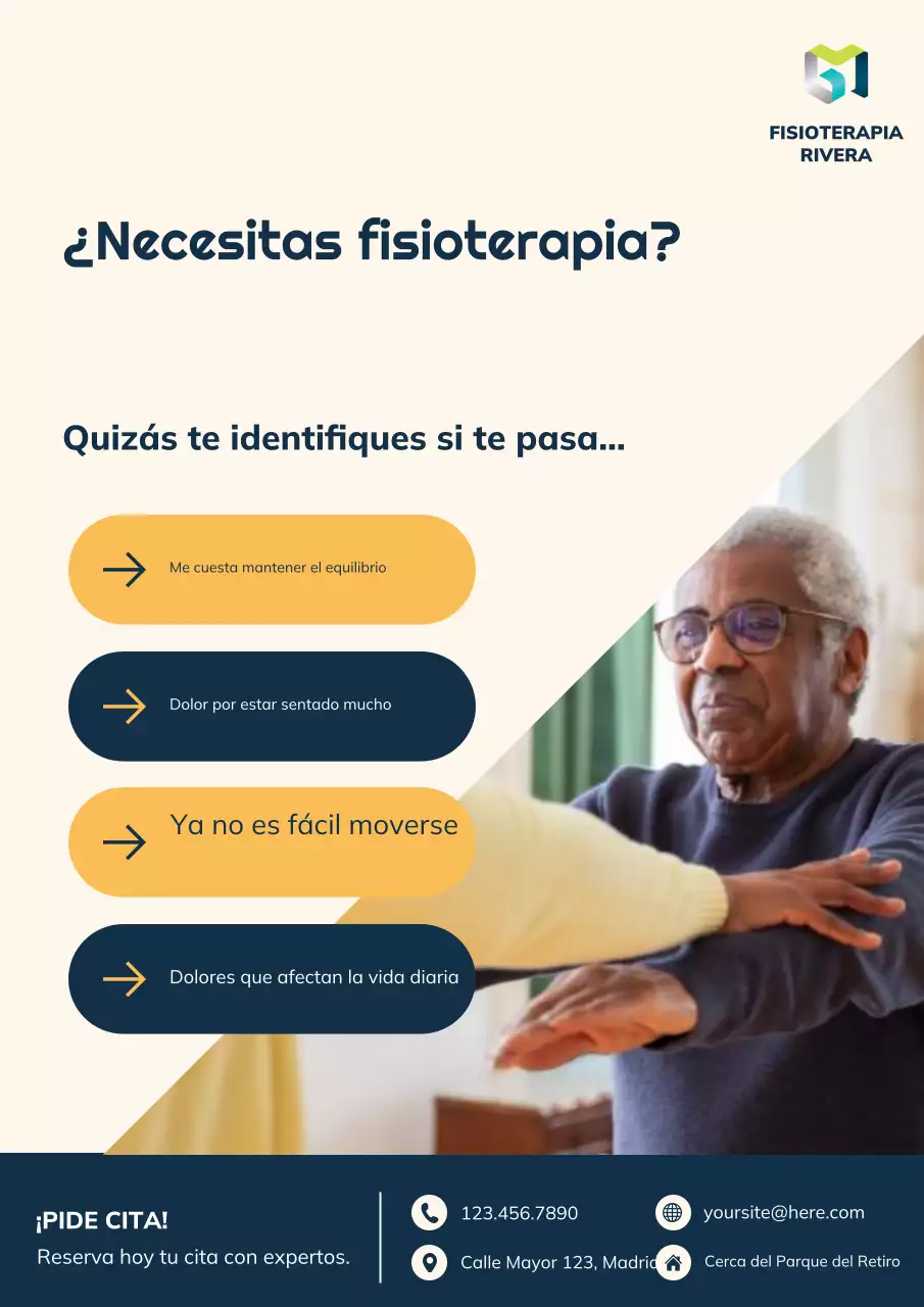 Póster publicitario de fisioterapia moderna en color beige