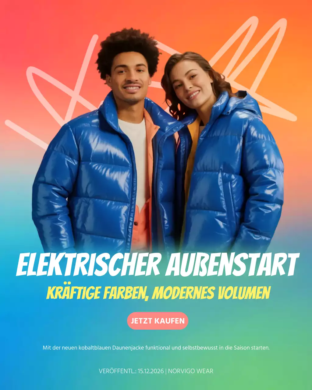 Blauer trendiger Fashion-Promotion-Instagram-Post