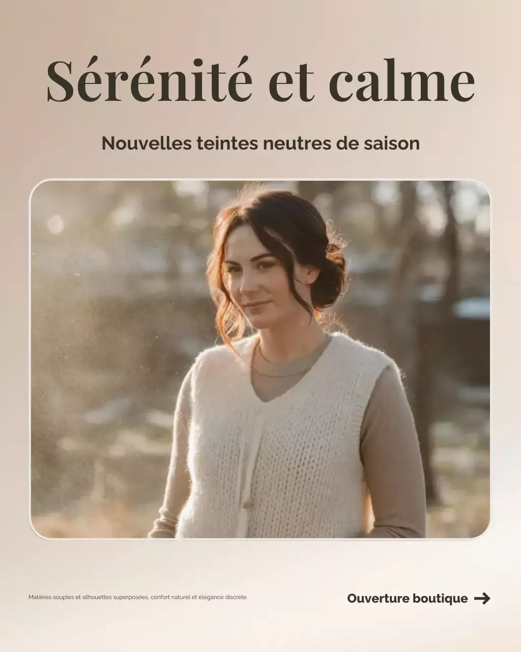 Publication Instagram sur la promotion de la mode minimaliste beige