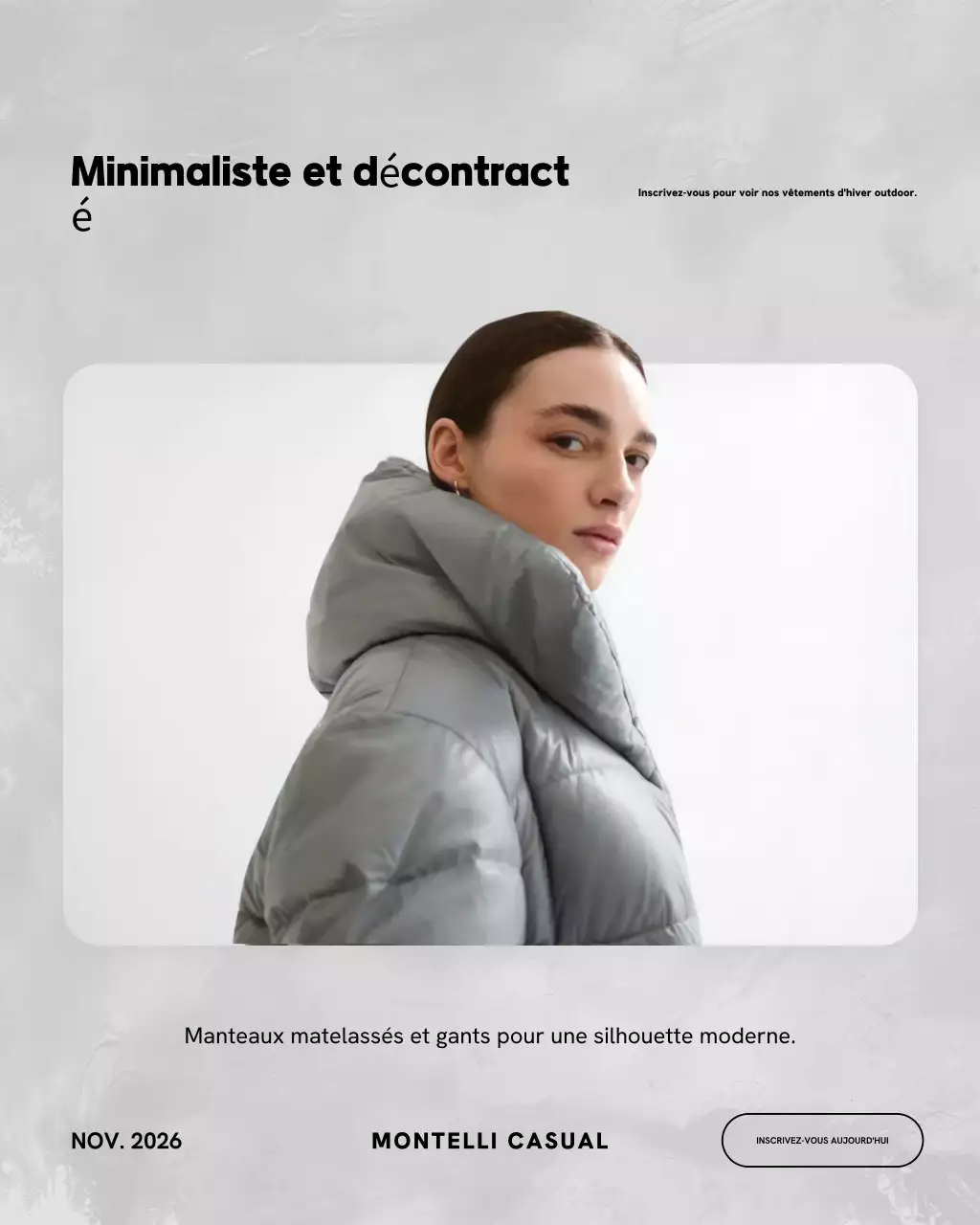 Publication Instagram de promotion d'hiver minimaliste grise