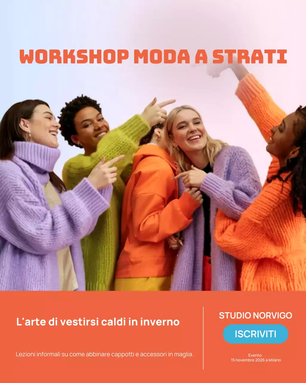 Post Instagram dell'evento di moda alla moda arancione