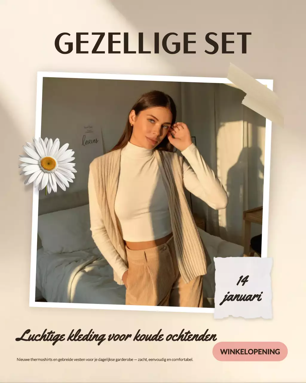 Beige minimalistische mode-advertentie op Instagram