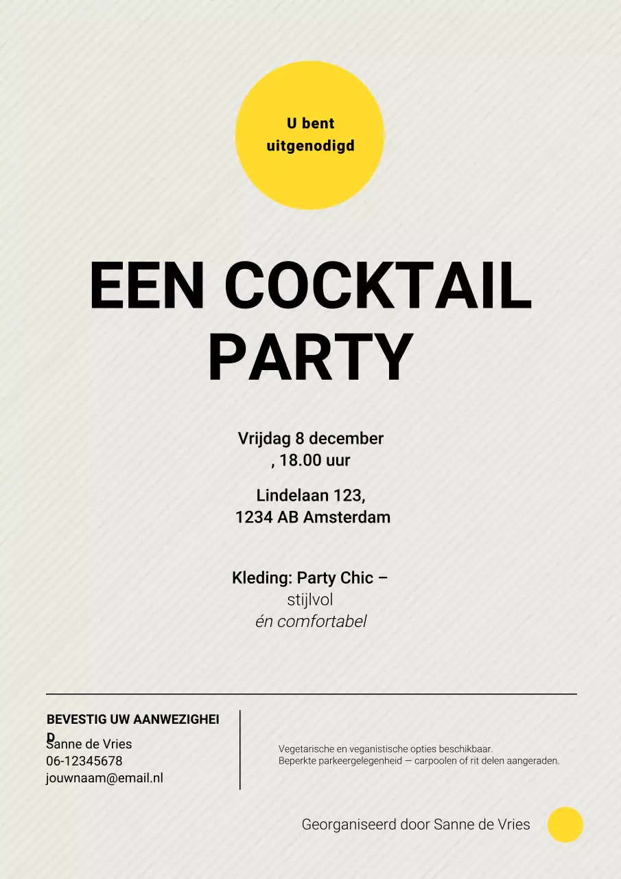 Gele moderne feestuitnodiging