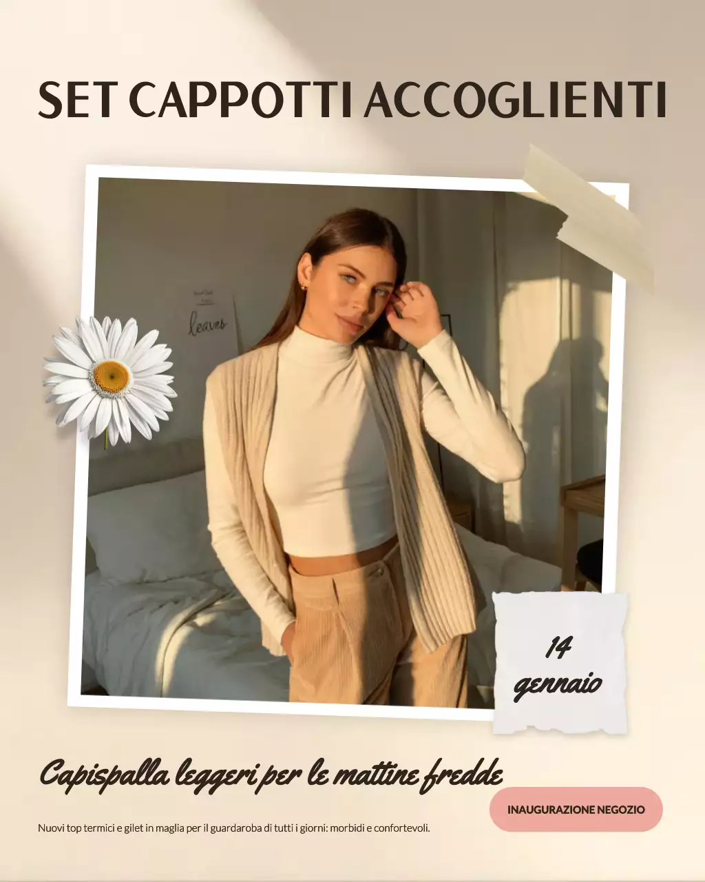 Post Instagram pubblicitario di moda minimale beige