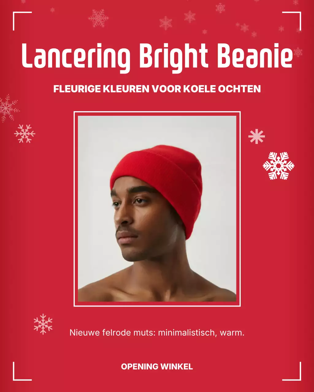 Instagram-bericht over de promotie van een rode moderne muts