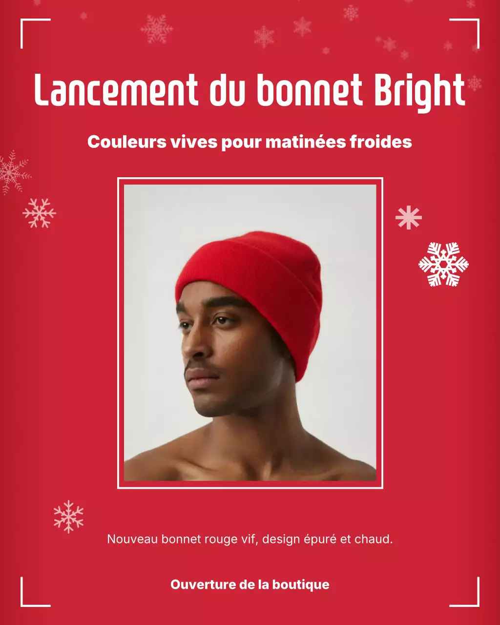 Publication Instagram promotionnelle sur le bonnet moderne rouge