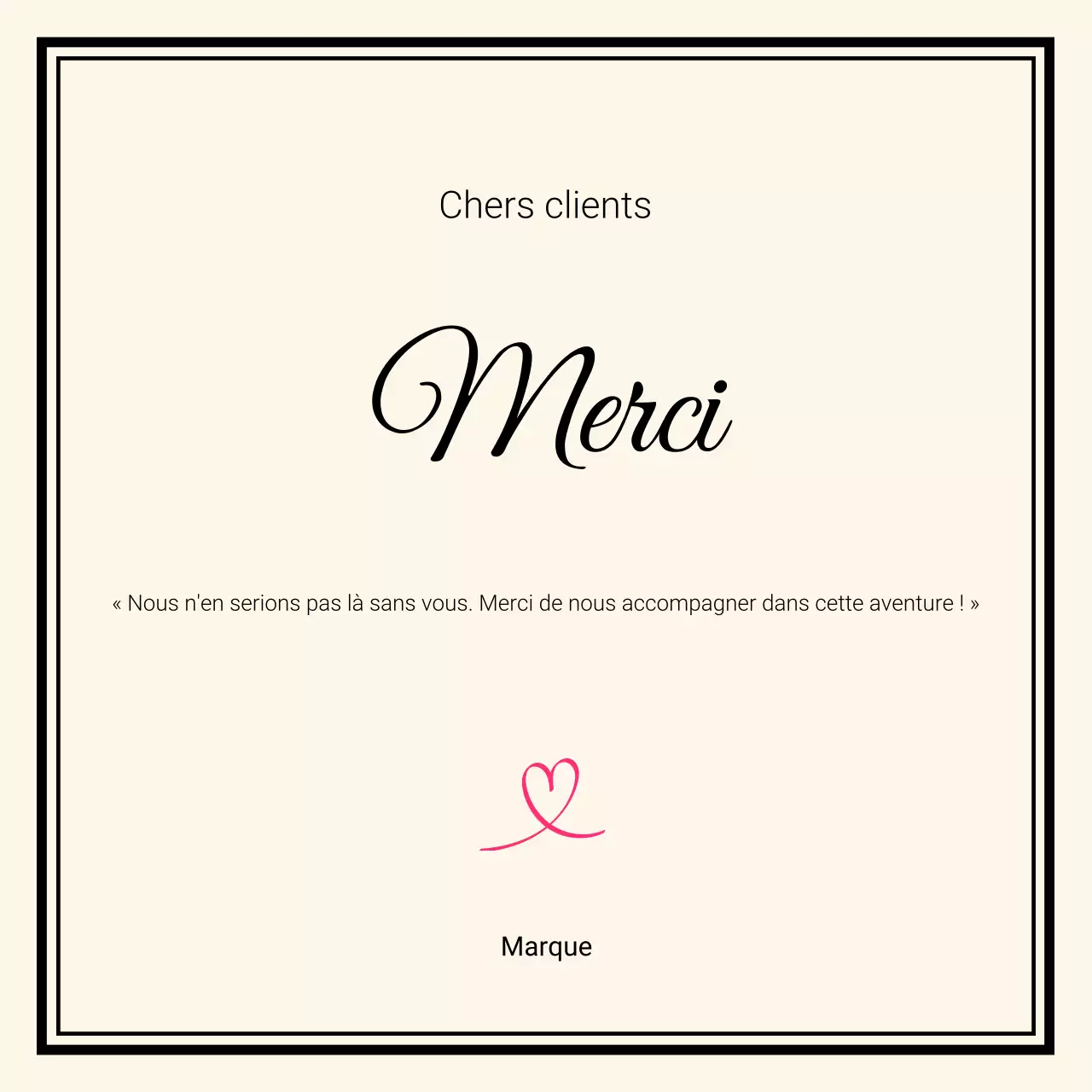 Carte de remerciement élégante beige