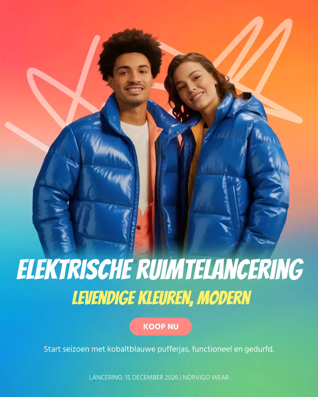 Blauwe trendy modepromotie Instagram-post