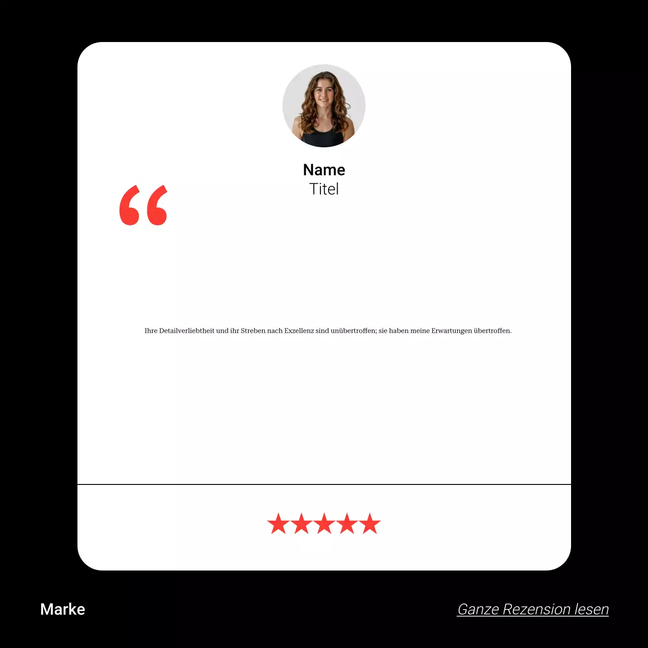 Black Modern Testimonial-Beitrag