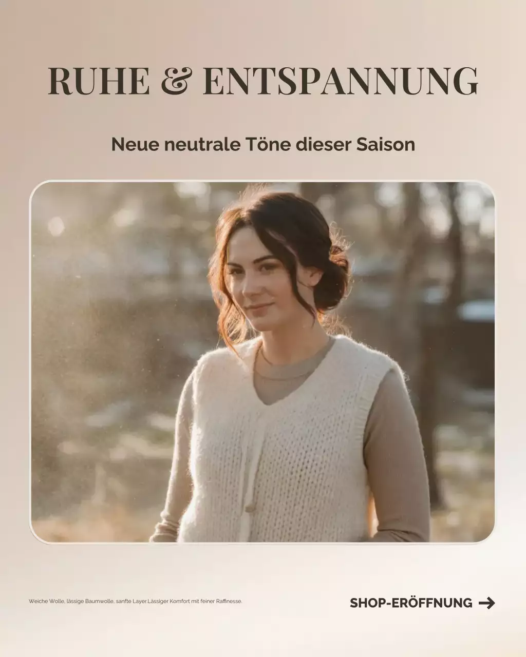 Instagram-Post zur Förderung minimalistischer Mode in Beige