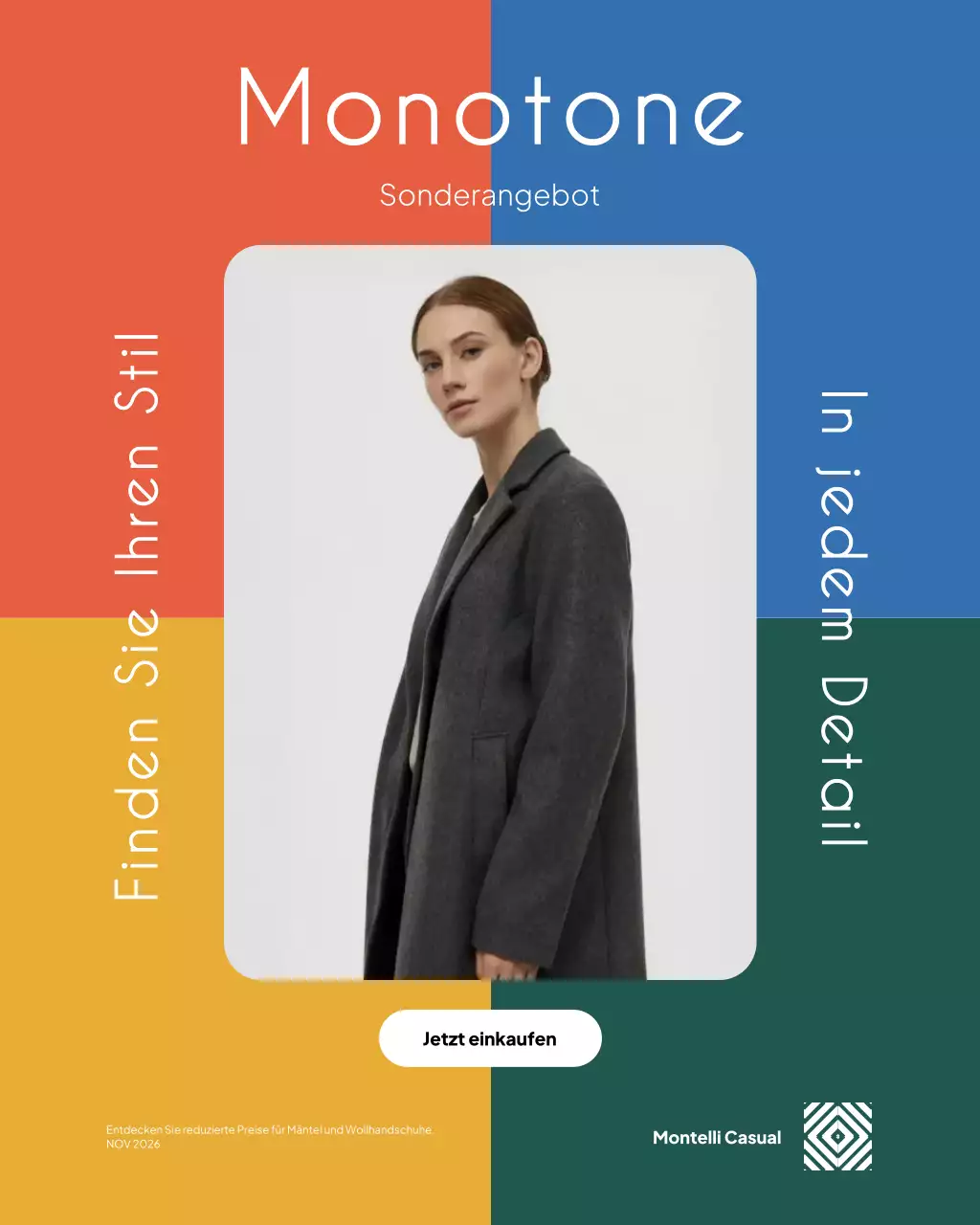 Farbenfroher Instagram-Beitrag zur Förderung moderner Mode