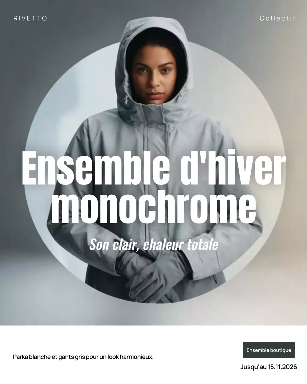 Publication Instagram de publicité grise et moderne pour l'hiver