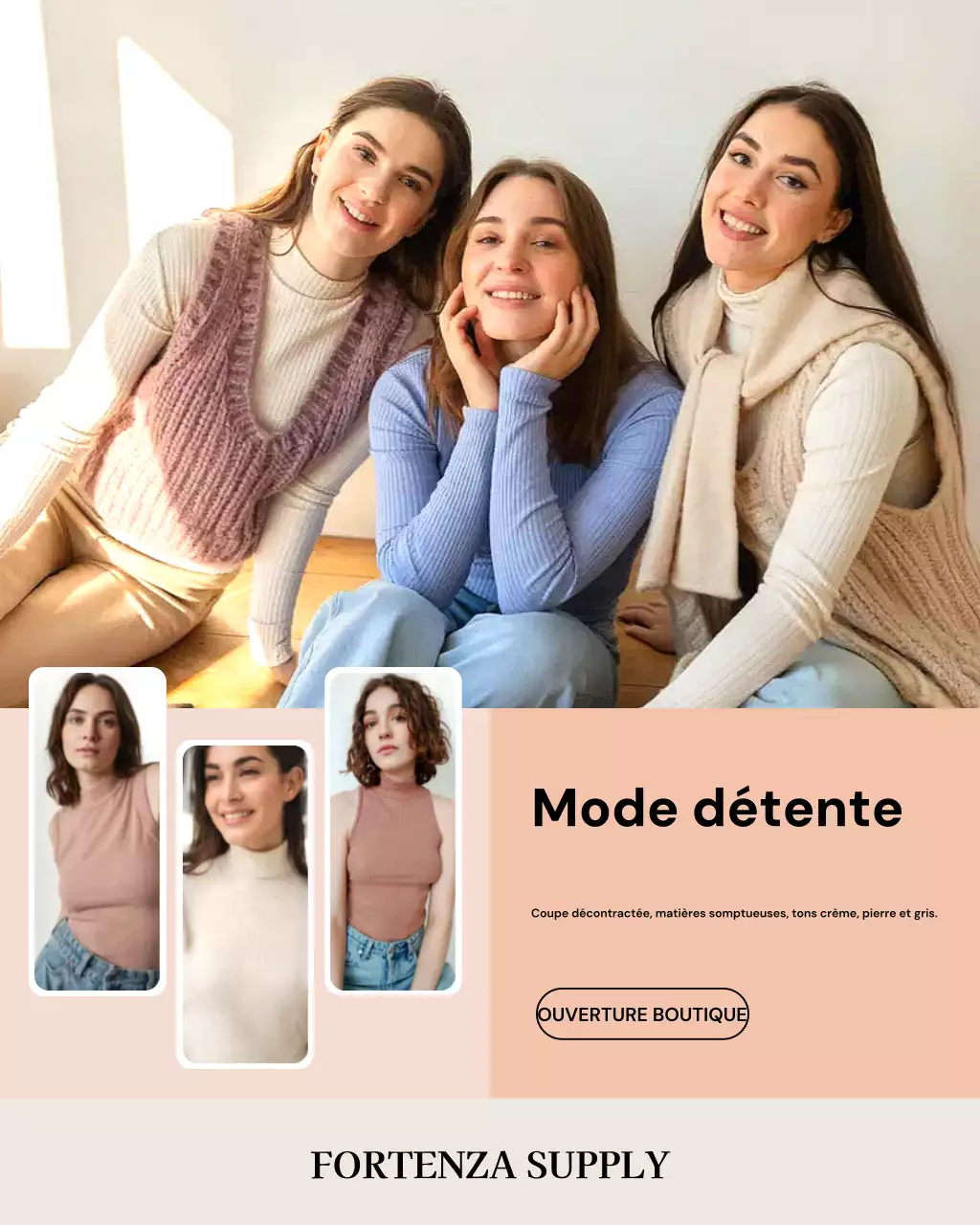 Publication Instagram de promotion de la mode moderne beige