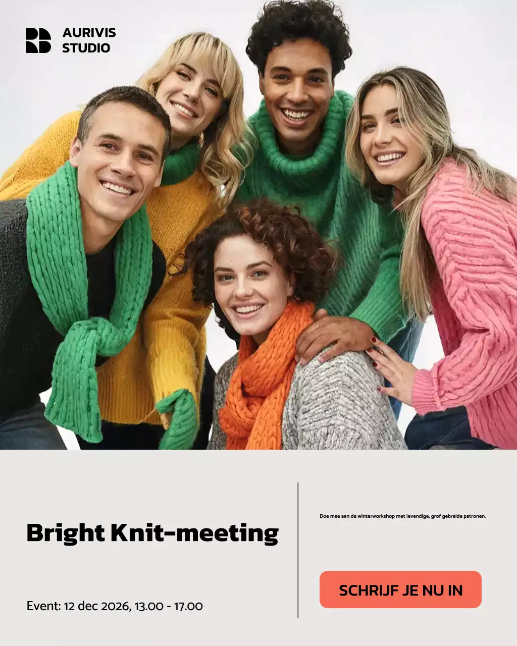 Instagram-bericht over kleurrijk trendy brei-evenement