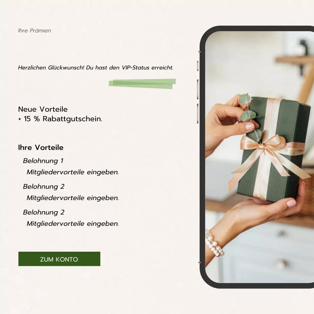 grüne, moderne Mitgliedschaftsbelohnungsankündigung