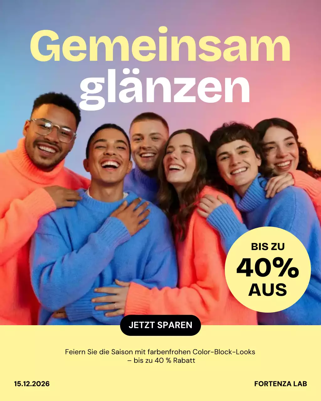 Farbenfroher, trendiger Fashion Sale Instagram Post