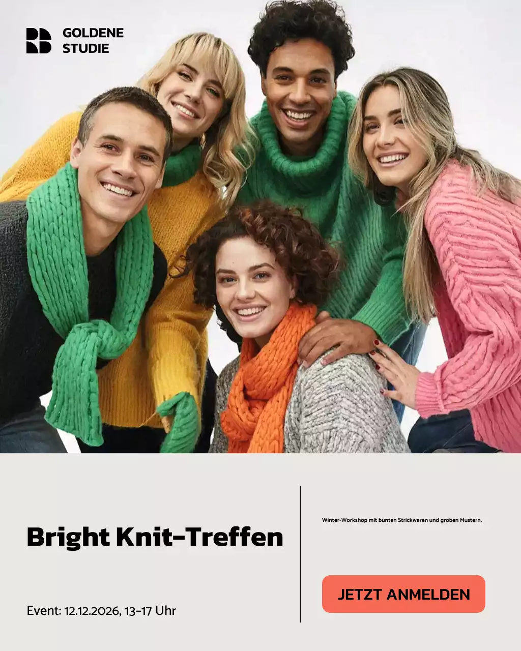 Farbenfroher, trendiger Strick-Event-Instagram-Beitrag