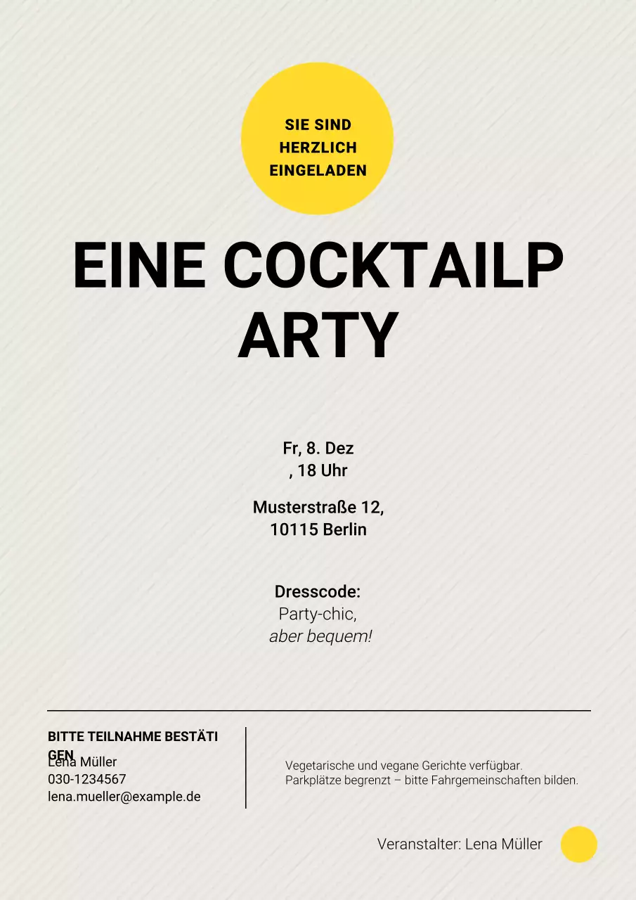 Gelbe moderne Partyeinladung