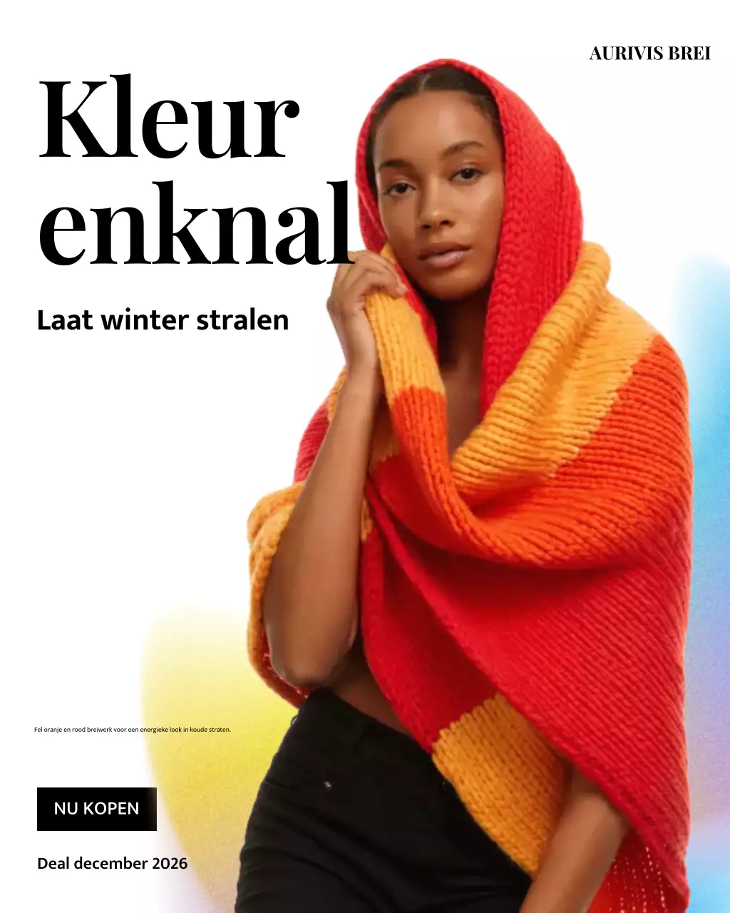 Instagram-bericht met een advertentie voor trendy oranje breisels
