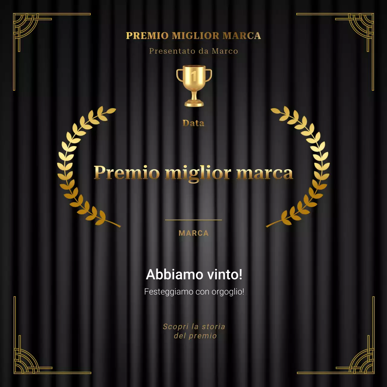 Annuncio dei premi Black and Gold Elegant