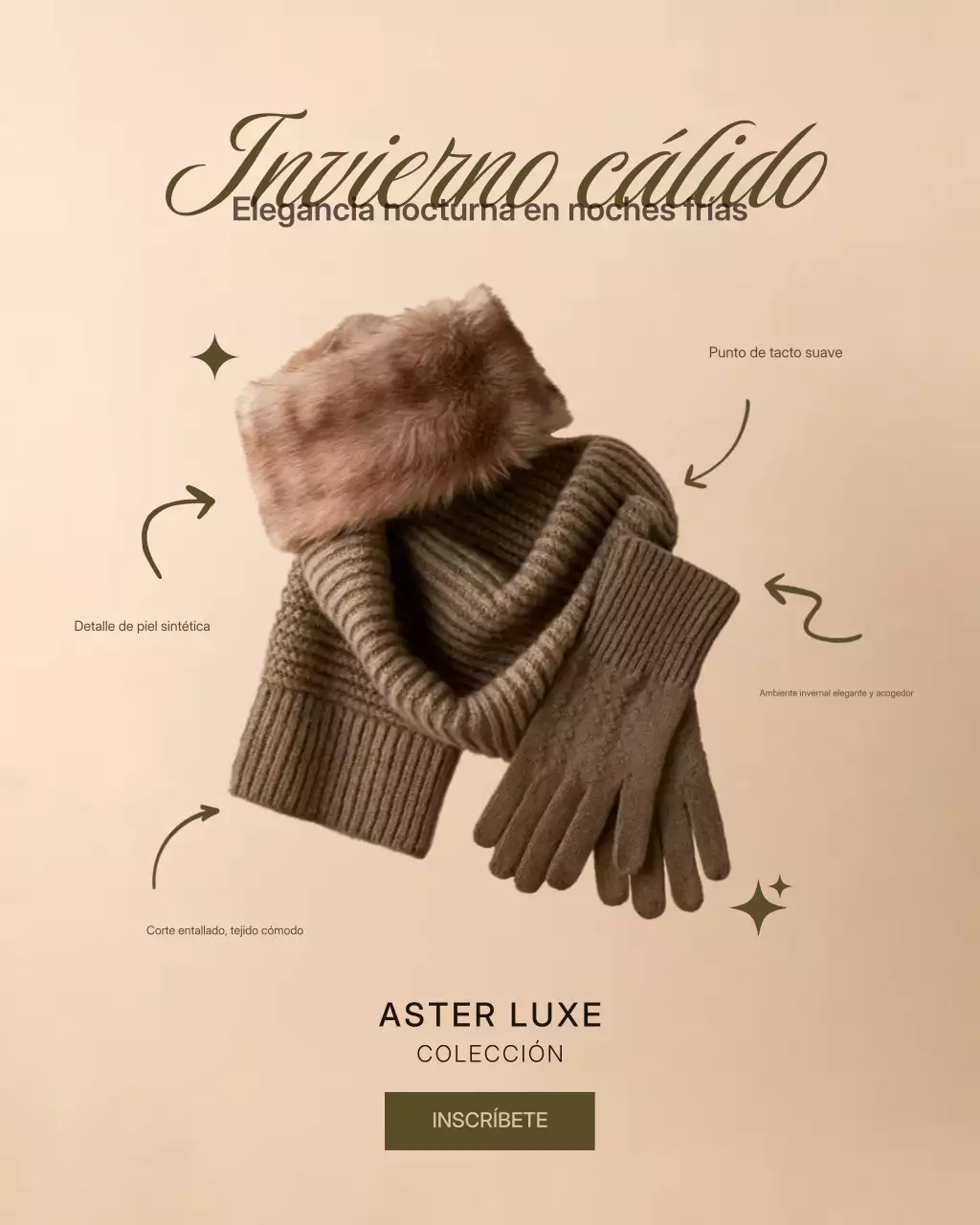 Publicación de Instagram de un elegante anuncio de invierno en beige