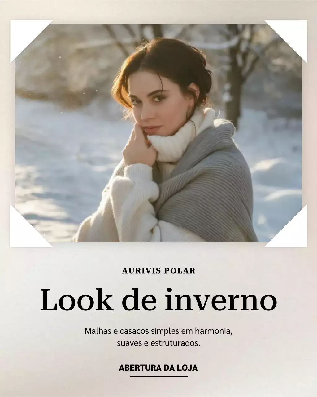 Postagem de promoção de inverno elegante bege no Instagram