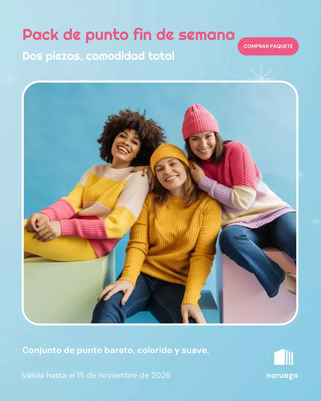 Publicación de Instagram de promoción de moda moderna azul