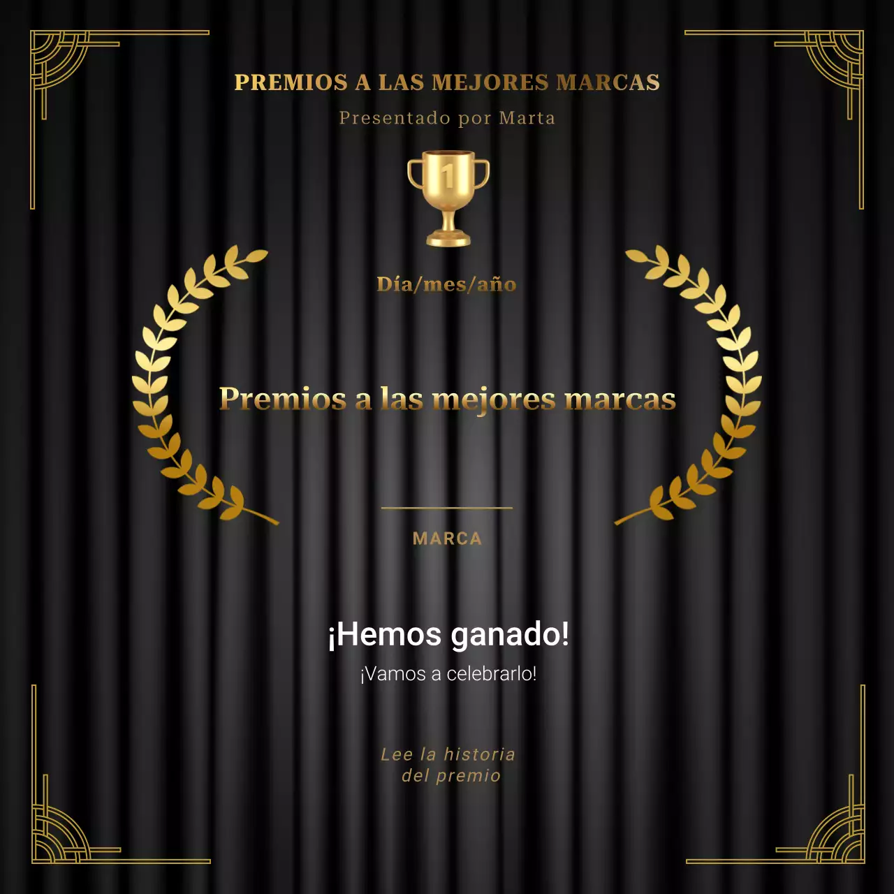 Anuncio de los Premios Elegantes en Negro y Oro