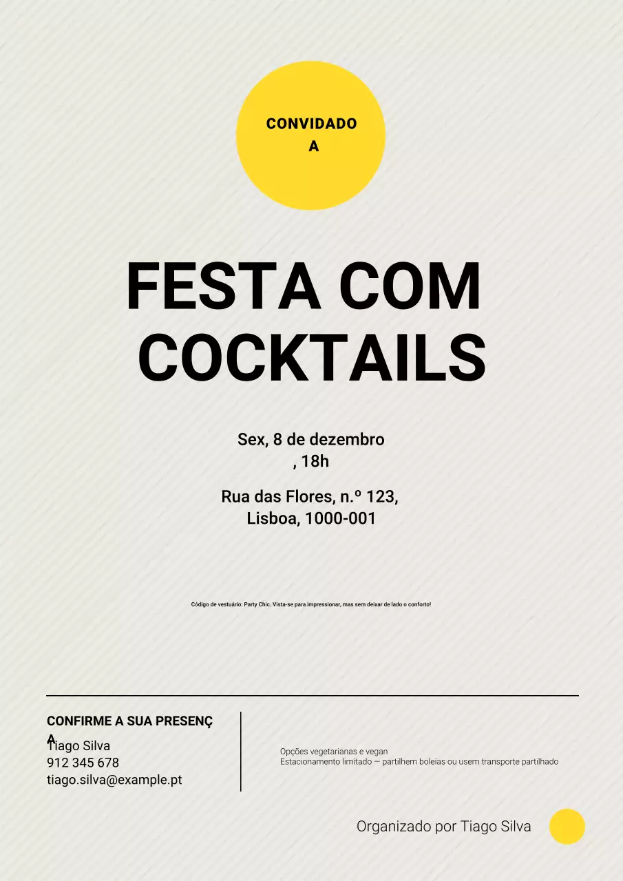 Convite para festa moderno amarelo