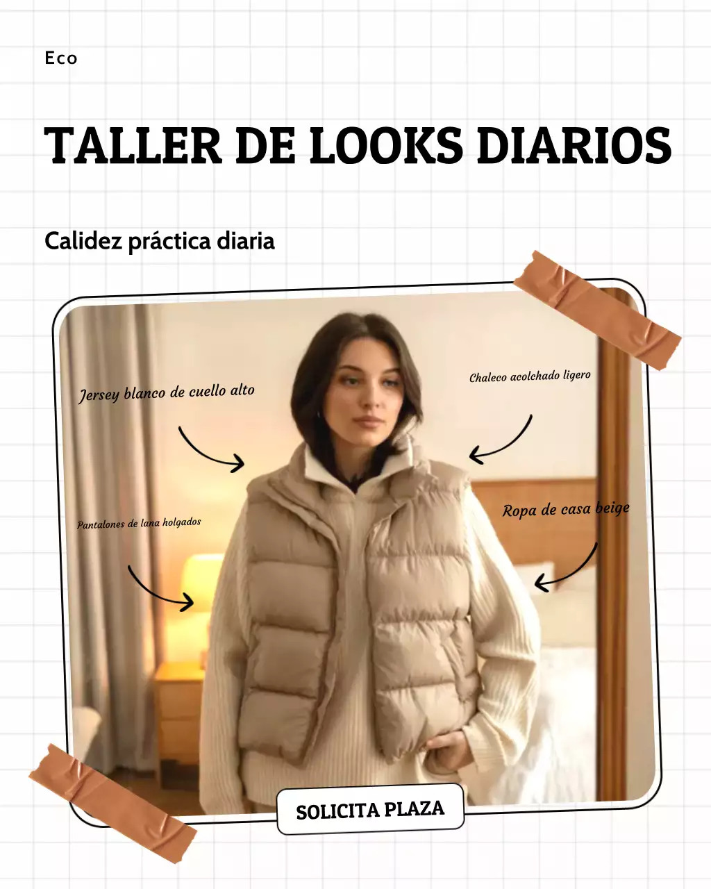 Publicación de Instagram del taller de moda moderna en beige