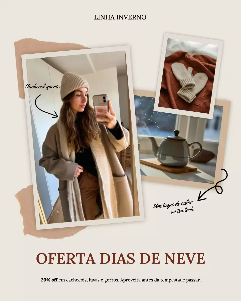 Promoção de inverno aconchegante bege