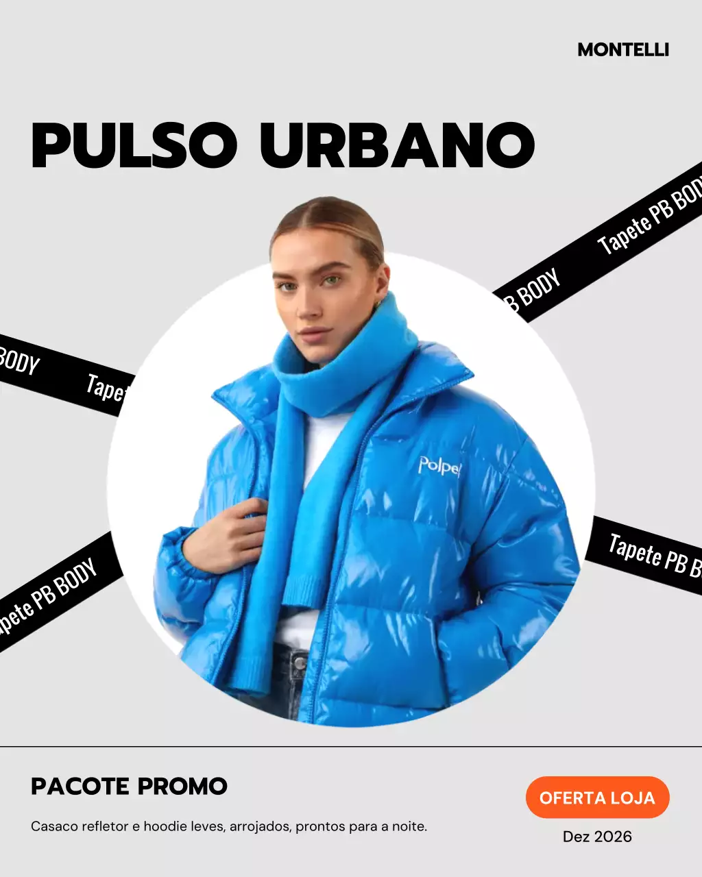 Postagem de promoção de moda urbana azul no Instagram