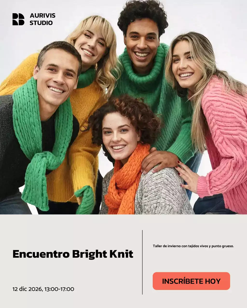 Publicación de Instagram sobre un evento de tejido de moda y colorido