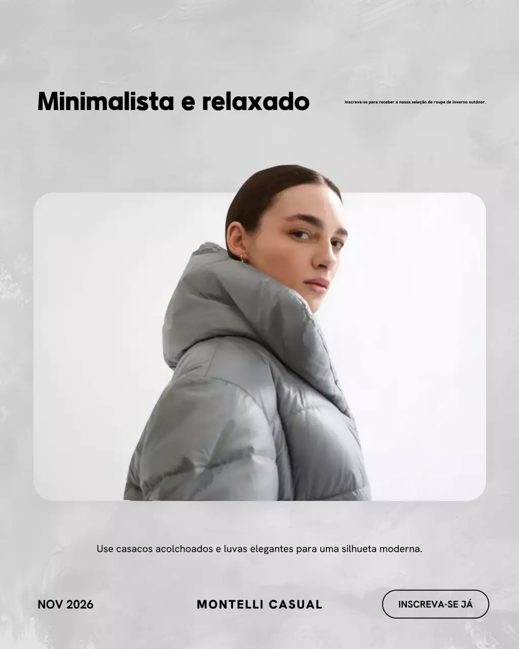 Postagem de promoção de inverno minimalista cinza no Instagram