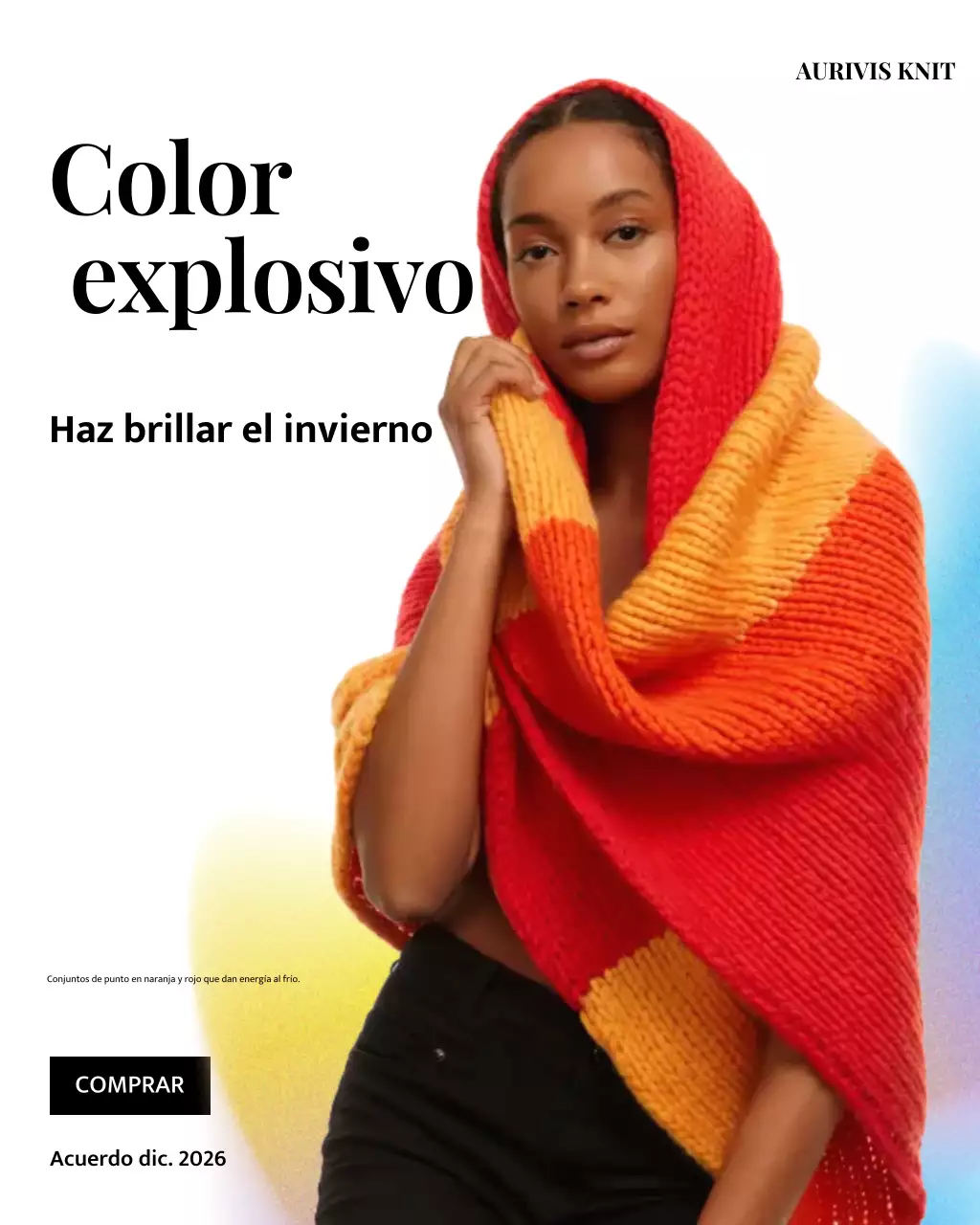 Publicación de Instagram sobre prendas de punto de moda en color naranja