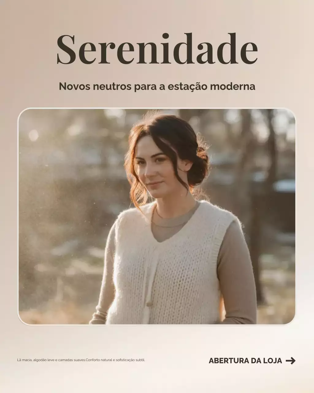 Postagem de promoção de moda minimalista bege no Instagram
