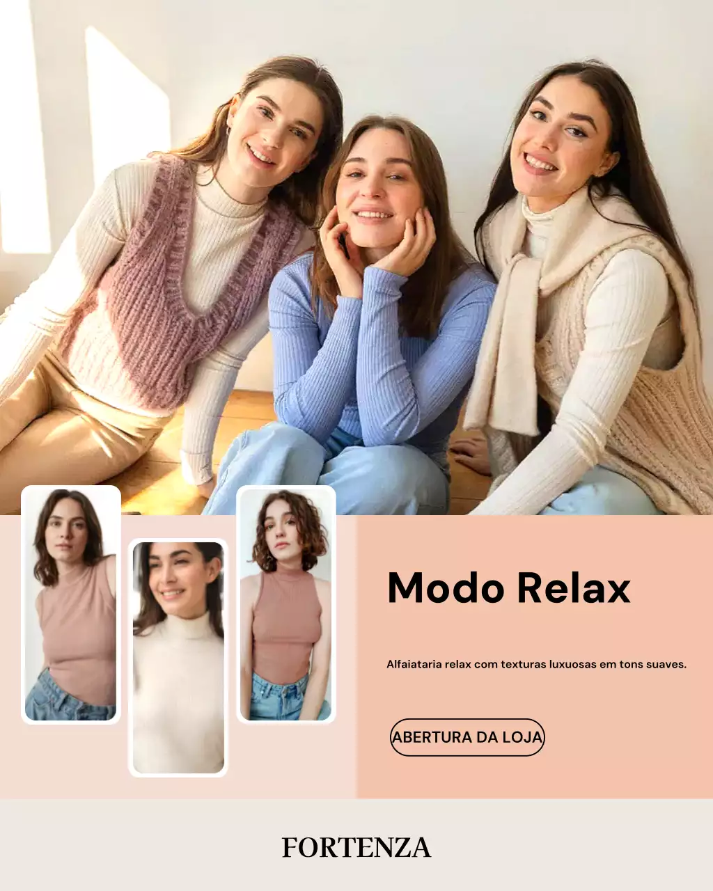 Postagem de promoção de moda moderna bege no Instagram