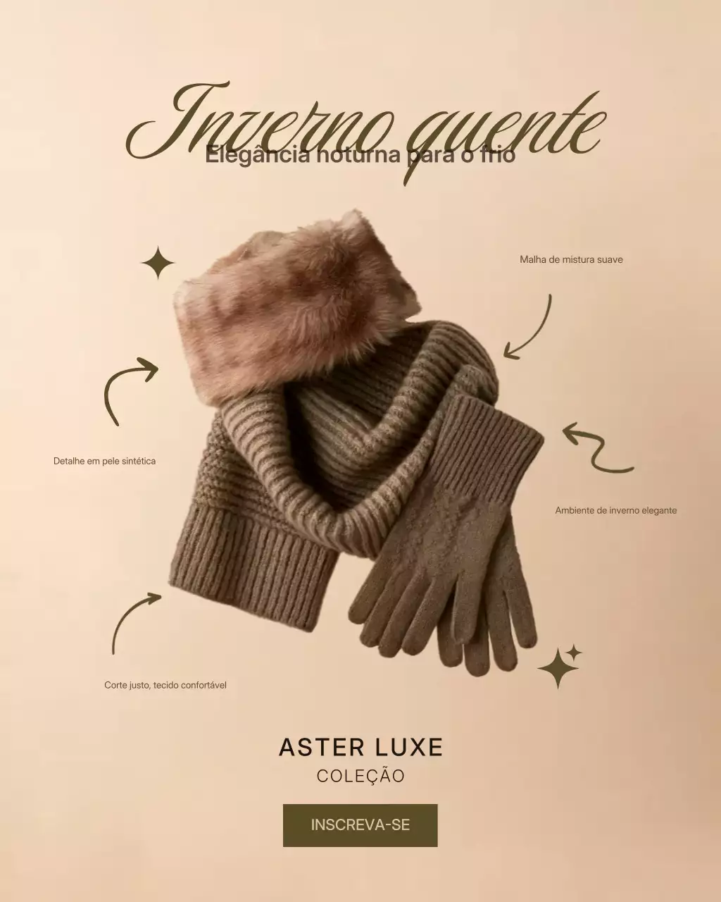 Publicidade elegante de inverno bege no Instagram