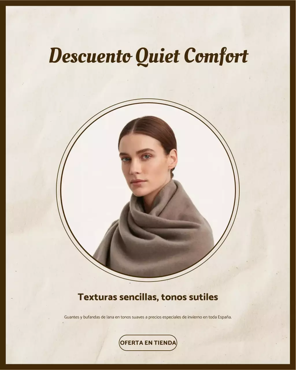 Publicación de Instagram de la promoción de invierno minimalista en beige