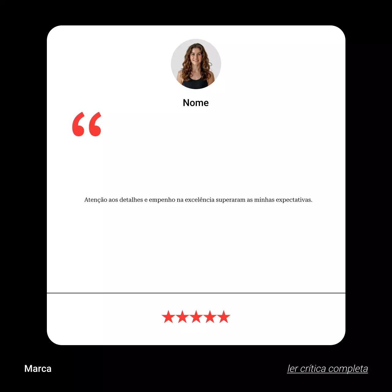 Postagem de depoimento sobre Black Modern