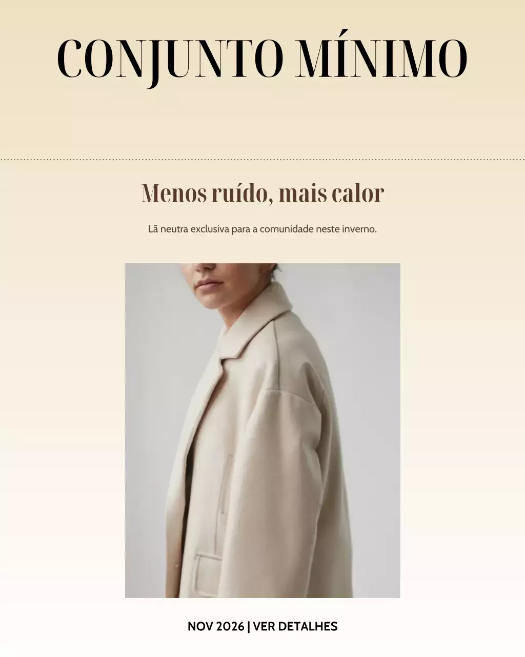 Postagem de promoção de moda minimalista bege no Instagram