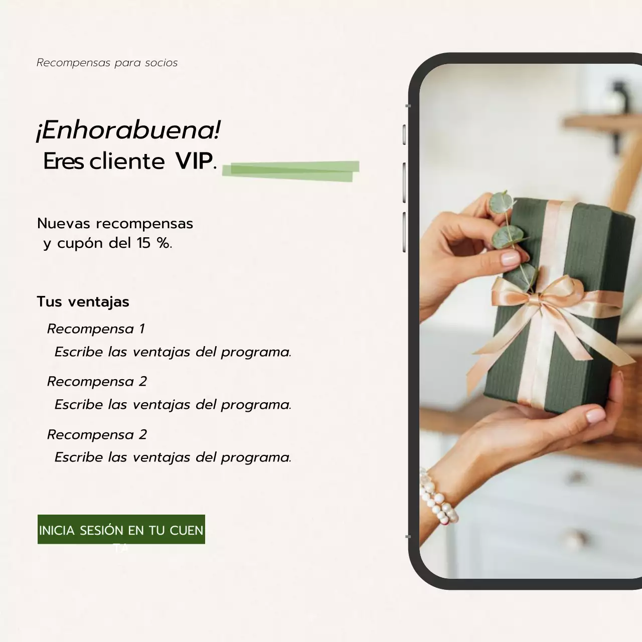 Anuncio de recompensas para miembros de Green Modern