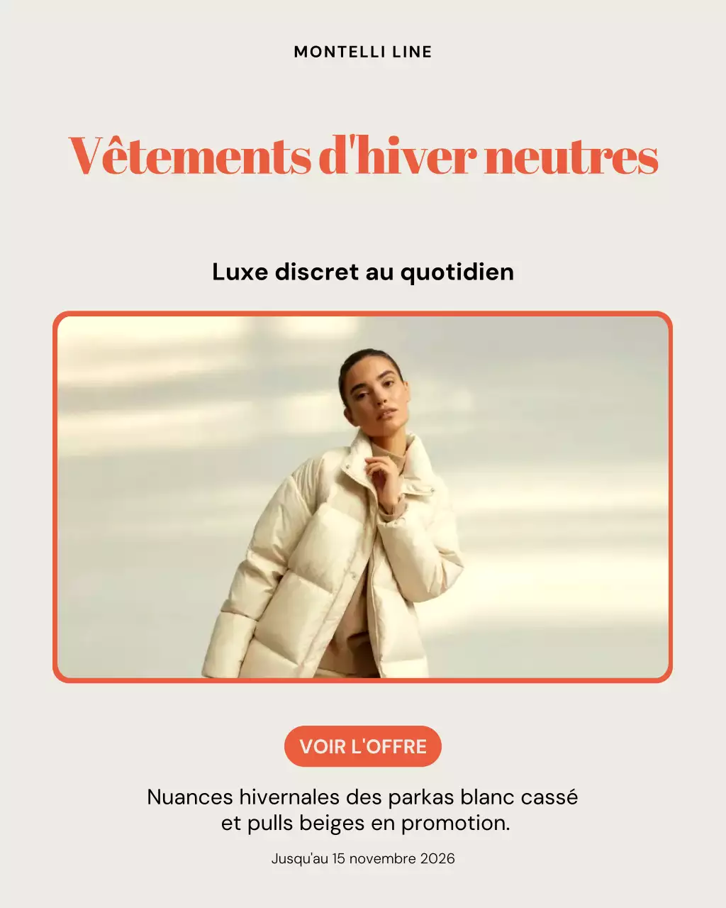 Publication Instagram de promotion de la mode moderne beige