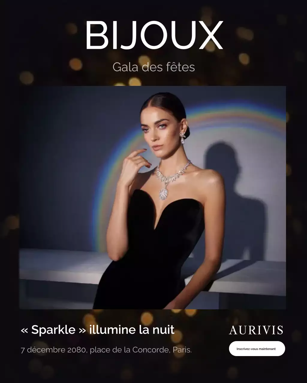 Invitation à une publication Instagram sur les bijoux noirs et élégants