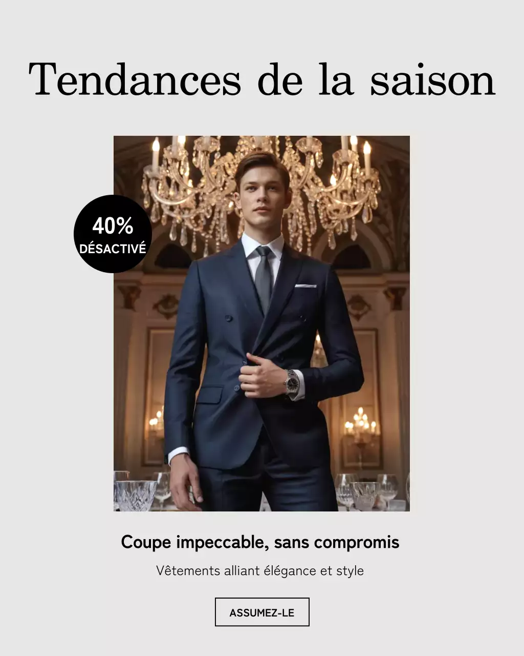 Publication Instagram promotionnelle sur la mode élégante de la marine