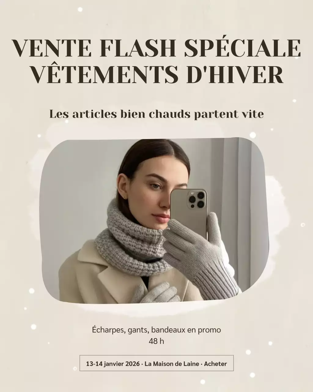 Publication Instagram de promotion des soldes d'hiver beiges modernes
