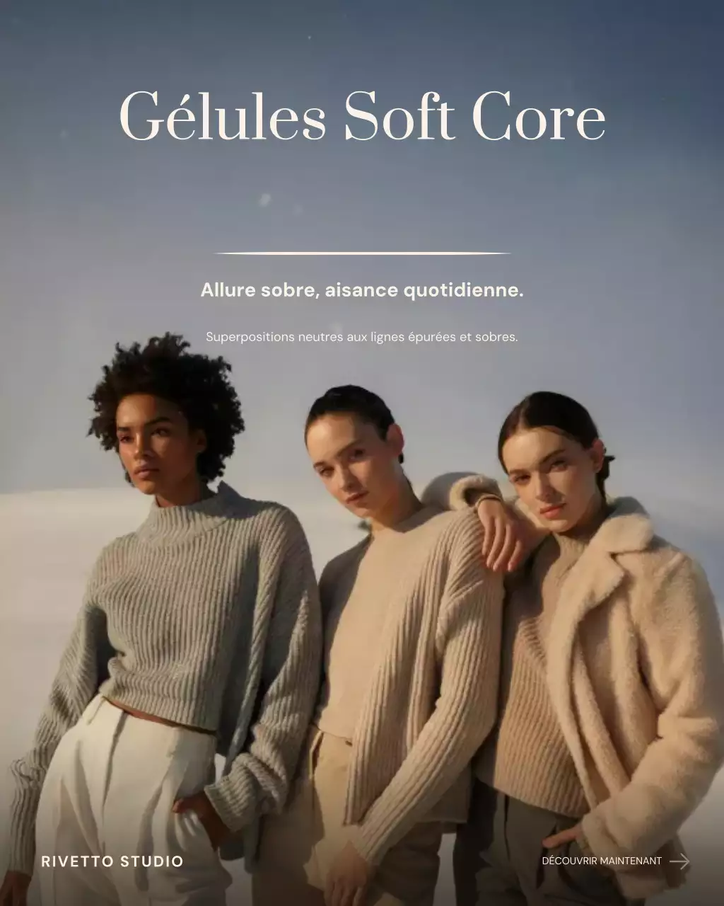 Publication Instagram d'une publicité de mode minimaliste beige