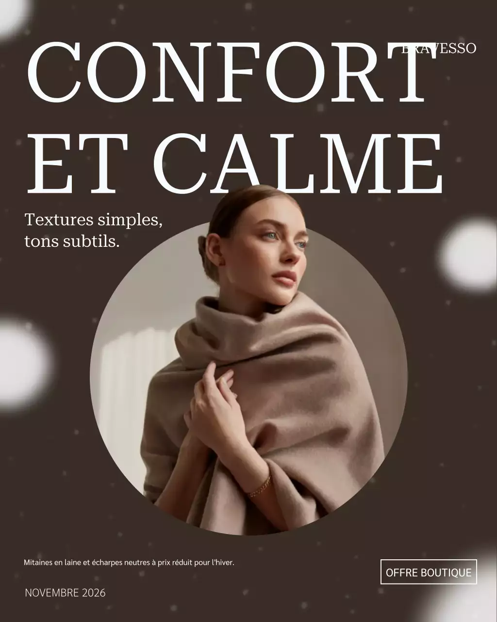 Publication Instagram d'une publicité de mode élégante marron