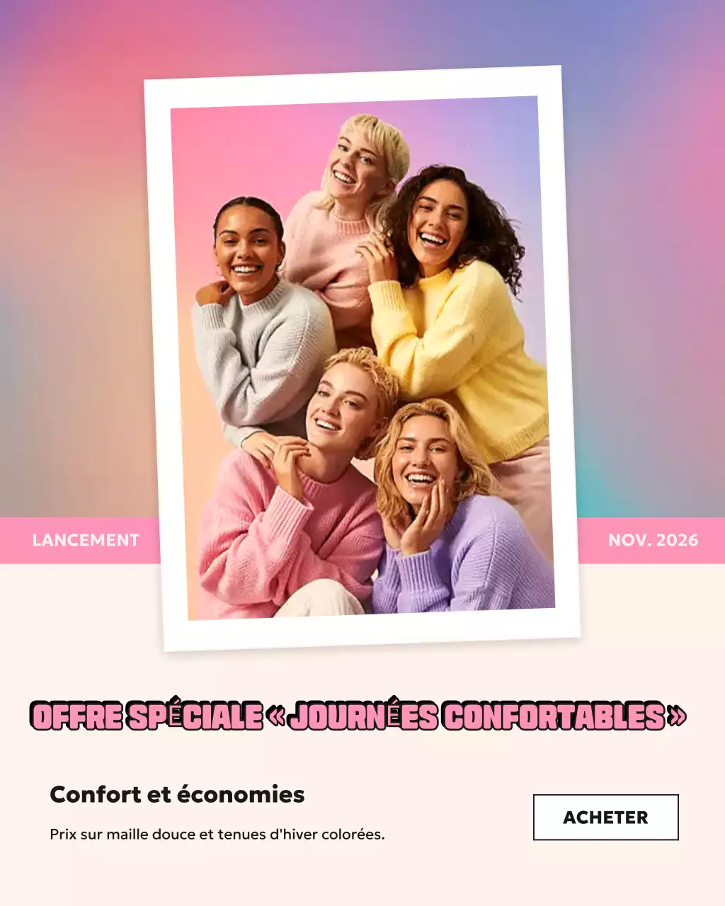 Publication Instagram promotionnelle sur la mode rose tendance